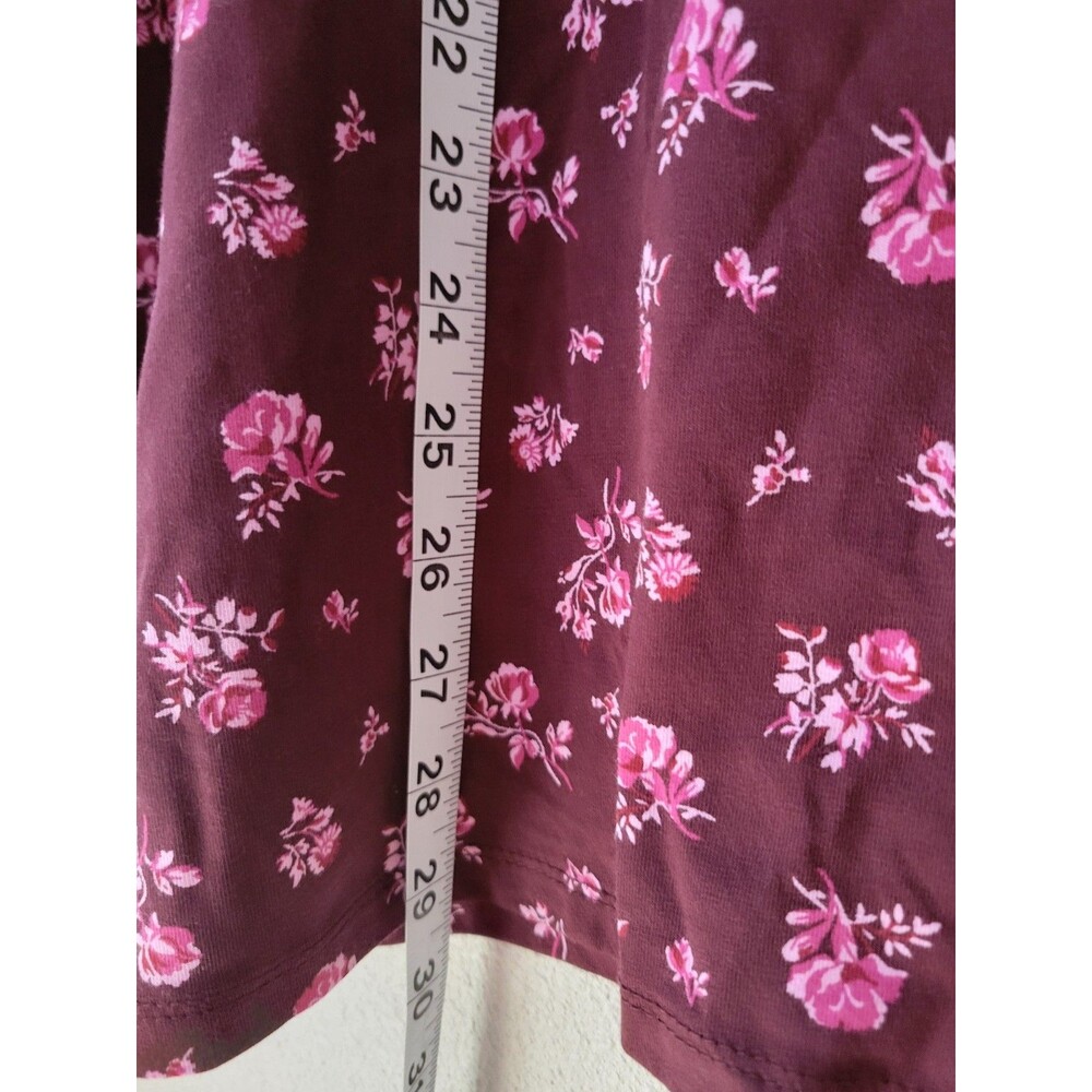 Lands' End NWT Women 2X Burgundy Pink Floral Scoop Long Sleeve Knit Tencel Modal - Picture 10 of 12